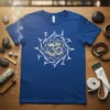 Om Symbol Yoga Pose Design detailed graphic design printed on comfortable cotton t-shirt