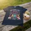 Once Upon A Time A Girl Loved Lambs It Was Me The End quote on a navy t-shirt with cute