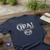 OPA! Greek Grandpa T-Shirt with distressed lettering and Greek key design, navy blue