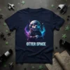 Otter Space T-Shirt with astronaut otter design in space, featuring vibrant galaxy colors and text