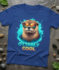 Otterly Cool T-Shirt design with a cool otter wearing sunglasses and the text "Otterly Cool" below