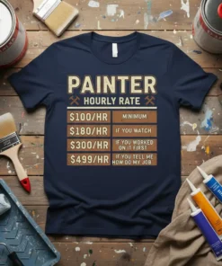 PAINTER HOURLY RATE $100/HR text design featuring eye-catching typography on quality t-shirt