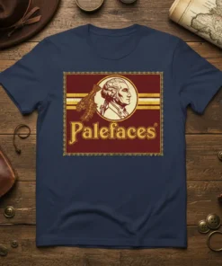 Palefaces t-shirt design with vintage George Washington portrait and wheat stalks