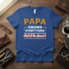 PAPA KNOWS EVERYTHING And text design featuring unique typography on quality t-shirt