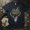 Para Siempre Jenni Rivera t-shirt design featuring golden script text, butterflies, musical notes, and floral elements