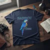 Parrot Tribe t-shirt design with colorful macaw graphic and neon text