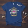 Passenger Princess t-shirt design with ornate crest, pink gem, and glitter accents