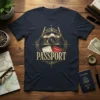 Passport Camera Travel T-Shirt design featuring a vintage camera, passport, and compass graphic