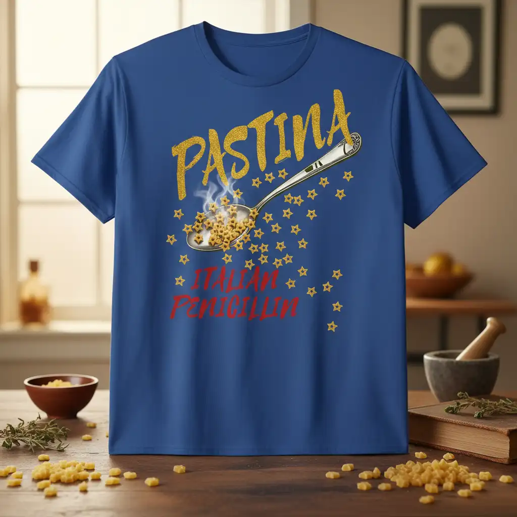 PASTINA ITALIAN PENICILLIN bold typography printed on soft premium material creating a standout t-shirt
