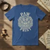 Paw Print T-Shirt featuring a central paw graphic with ornate circular border and text "PAW PRINT" in vintage font
