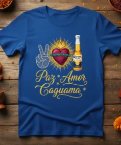 Paz * Amor * Caguama bold graphic design printed on comfortable cotton t-shirt