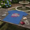 Picky Princess t-shirt design with a crown, pink hearts, and dripping accents on a blue shirt