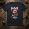 Piggy Piggy t-shirt design featuring the scary pig character holding a baseball bat, with red glowing eye and barbed wire