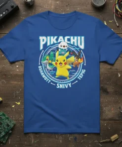 Pikachu Oshawott Snivy Tepig unique graphic design printed on comfortable cotton t-shirt