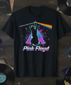 Pink Floyd Cat Prism creative graphic design printed on comfortable cotton t-shirt