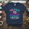 Pink or Blue G-Daddy Loves You gender reveal t-shirt with baby footprints and hearts