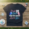 Pink OR Blue YOUR BIG COUSIN Loves You text with blue and pink owls graphic on a t-shirt