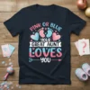 Pink or Blue Your Great Aunt Loves You gender reveal t-shirt with baby footprints and hearts design