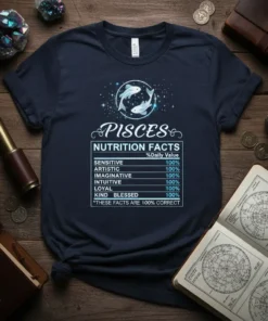 PISCES NUTRITION FACTS SENSITIVE text design featuring creative typography on quality t-shirt