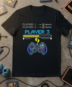 PLAYER 1 ------> READY text design featuring creative typography on quality t-shirt