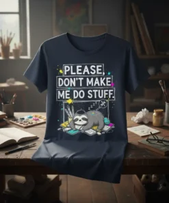 PLEASE, DON'T MAKE ME DO STUFF. unique graphic design printed on comfortable cotton t-shirt