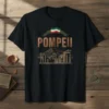 Pompeii t-shirt design with ancient Roman ruins, Mount Vesuvius, and Italian flag