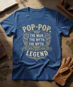 POP-POP THE MAN. THE text design featuring detailed typography on quality t-shirt
