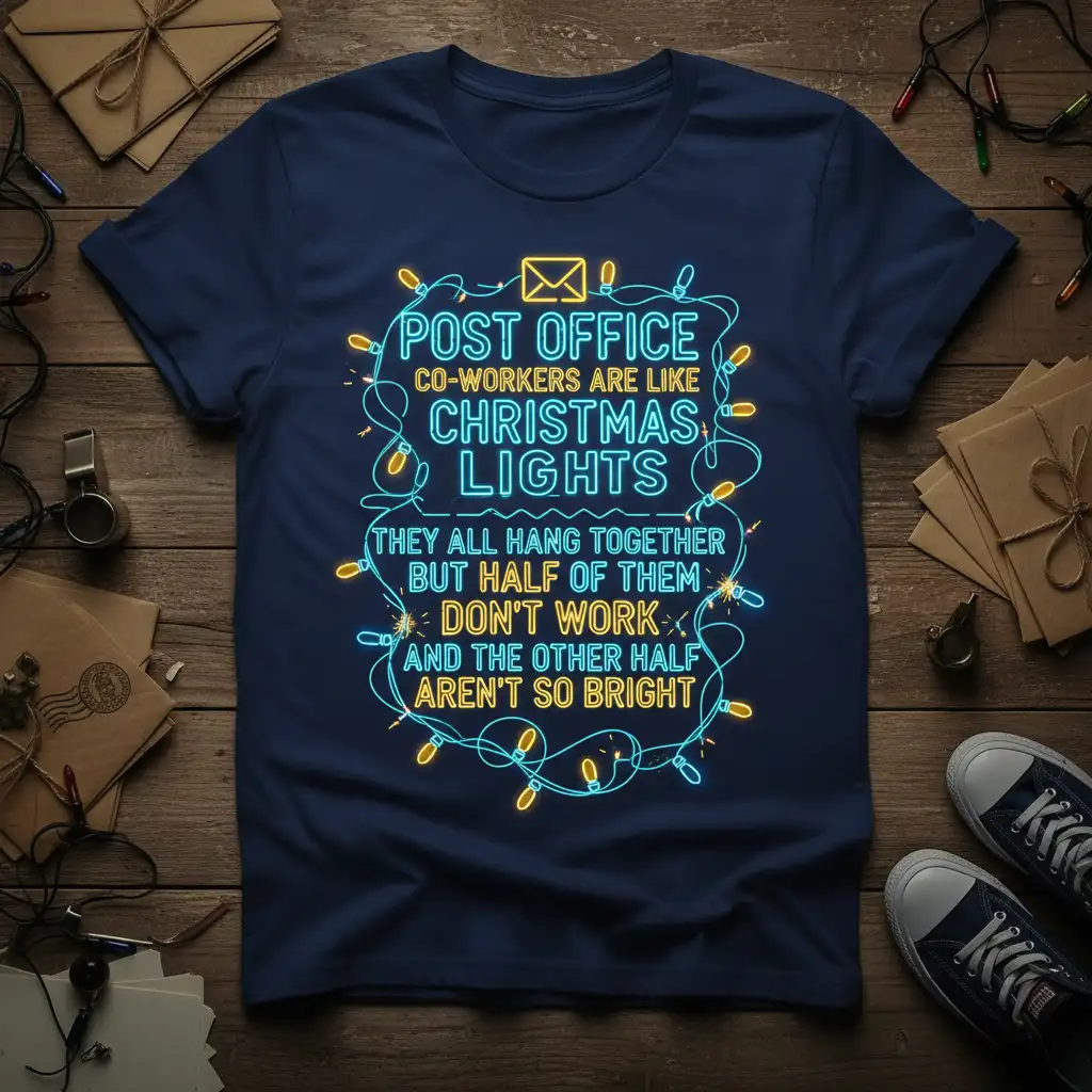 POST OFFICE CO-WORKERS ARE quote printed with bold typography on quality cotton blend t-shirt design
