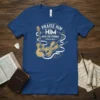 Christian t-shirt with "Praise Him With The Strings Psalm 150:4" text, featuring an acoustic guitar and violin illustration with musical