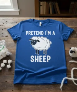 Pretend I'm a Sheep T-Shirt with a cartoon sheep graphic and white text