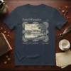 Pride and Prejudice Penberley House Derbyshire Jane Austen t-shirt design featuring an 1813 illustration of the estate