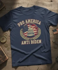 Pro America Anti Biden t-shirt design with US Capitol building and American flag graphic