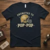 Promoted to Pop-Pop Est 2020 t-shirt with a vintage football helmet graphic