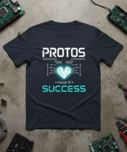 PROTOS House Of SUCCESS T-Shirt with digital heart graphic and tech circuit design