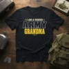 I AM A PROUD ARMY GRANDMA detailed graphic design printed on comfortable cotton t-shirt