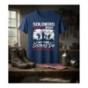 Proud Army Sister T-Shirt featuring the quote "Soldiers Don't Brag But Their Sisters Do" with silhouette graphics of soldiers
