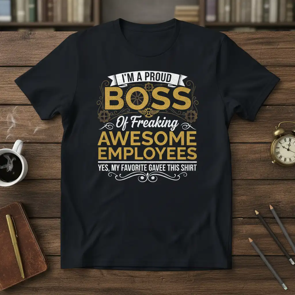 I'M A PROUD BOSS quote printed with unique artwork on comfortable cotton fabric t-shirt design