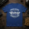Proud Father of a Few Dumbass Kids humorous t-shirt design with retro wings and stars