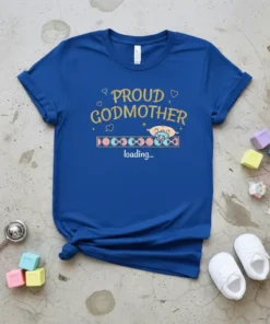 PROUD GODMOTHER loading... stylish graphic design printed on comfortable cotton t-shirt