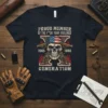 Proud Member of the F*ck Your Feelings Generation 1965-1980 t-shirt with skull, American flag bandana, and crossed guns graphic