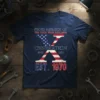 Proud member of the fuck your feelings generation est. 1970 text design on a navy t-shirt with American flag elements