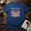 Proud Nana of a Heart WARRIOR t-shirt featuring a golden heart with a pulse line and white text