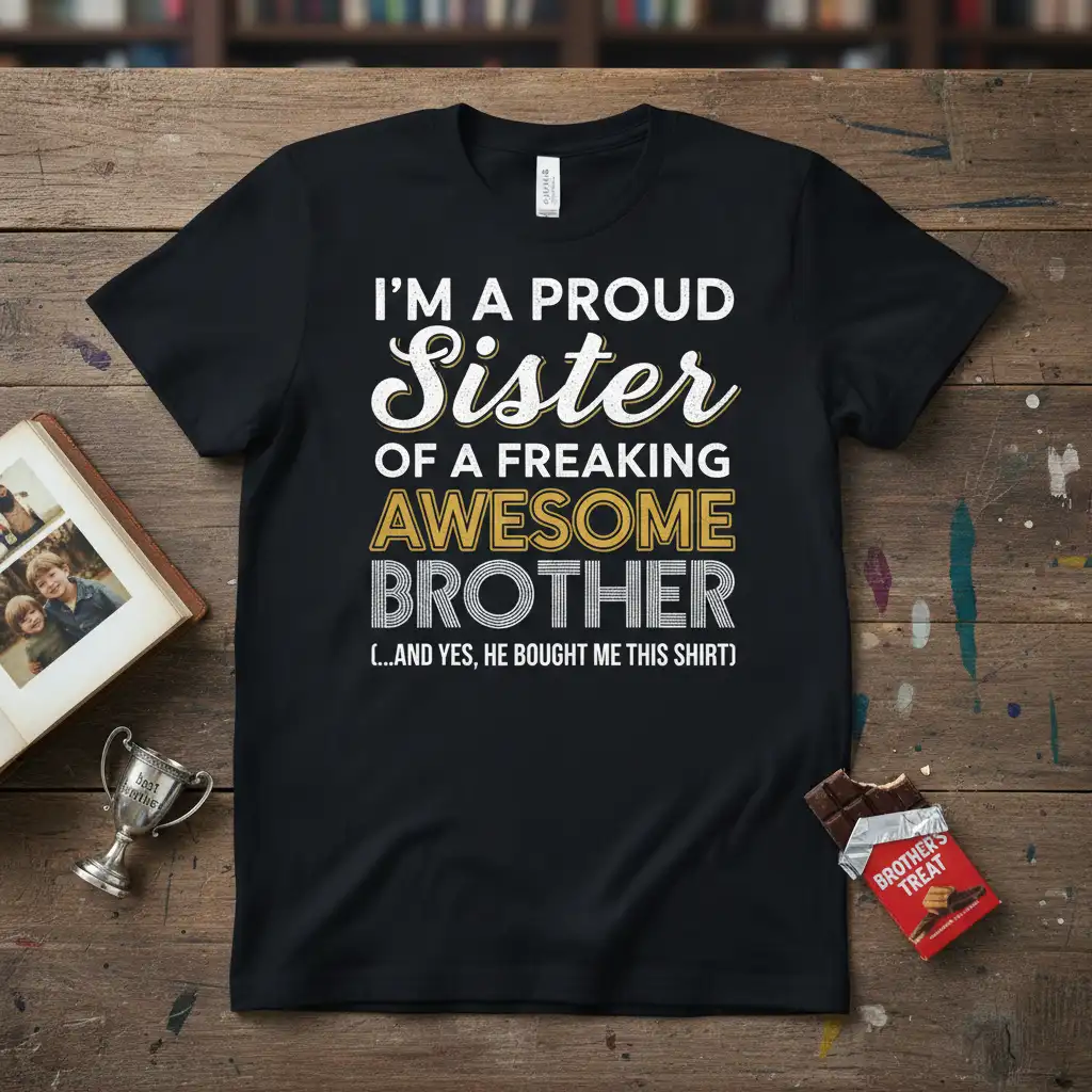 I'M A PROUD Sister quote printed with unique artwork on soft premium material t-shirt design