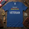 Proud Veteran T-Shirt with rainbow text and wings graphic, for LGBTQ military veterans