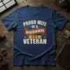 Proud Wife Of A Vietnam Veteran t-shirt with distressed typography and Vietnam Service Medal graphic