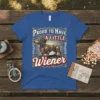 Proud to Have a Little Wiener steampunk dachshund t-shirt design with ornate border