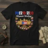 Puerto Rico Hispanic Heritage t-shirt design with flag, skyline, and heart flags