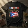 Puerto Rico Hispanic Heritage design featuring the flag and cultural symbols on a black t-shirt