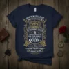Navy t-shirt with gold ornate text: "Good Men Still Exist I Know Because I Have One. He Has Anger Issues