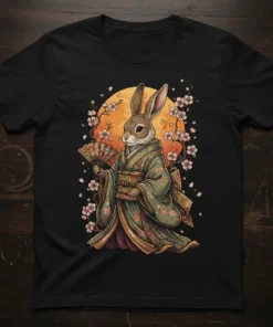 Rabbit Kimono Fan stylish graphic design printed on comfortable cotton t-shirt